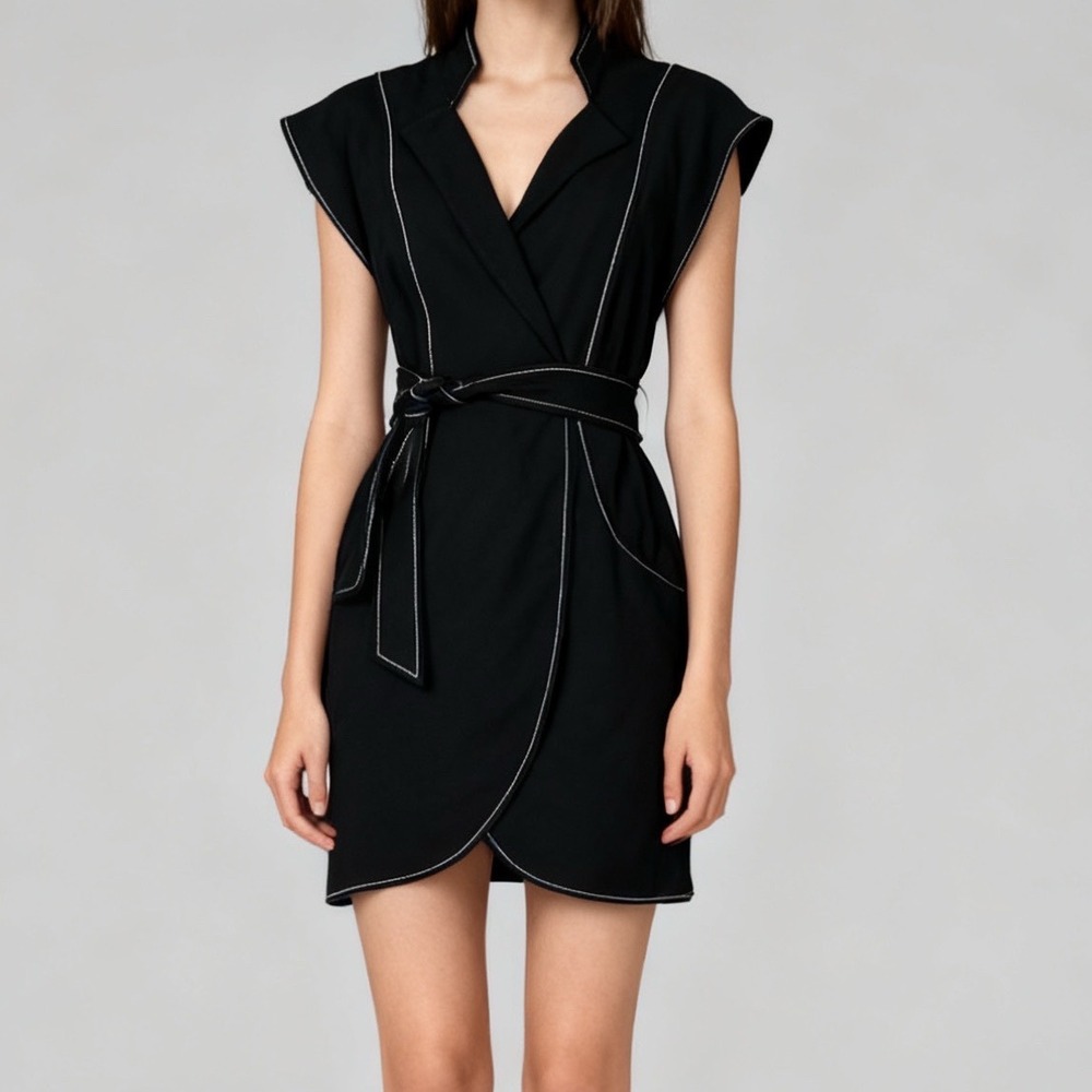 C/MEO Collective Right Now Wrap Mini Dress Black size XS